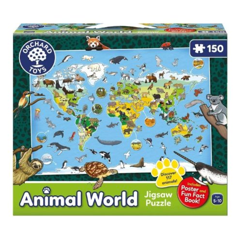 Orchard Toys - Világ állatai puzzle és poszter150 db-os