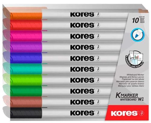 KORES - "K-Marker" tábla- és flipchart marker készlet, 10 különböző szín