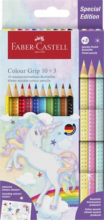 FABER-CASTELL - Színes ceruza készlet, háromszögletű,  "Grip Unikornis" 10+3 különböző szín